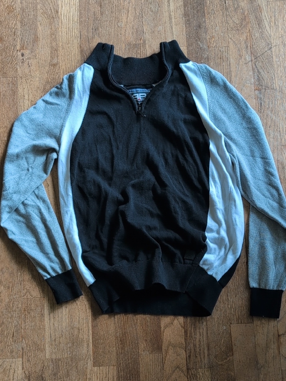 Benjamin Black Men's Quarter-Zip Colorblock Sweater - Black & Gray